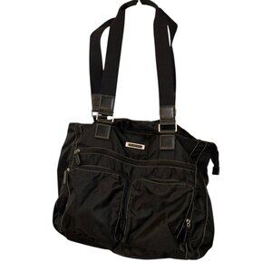 90s United Colors of Benetton black nylon large shoulder bag